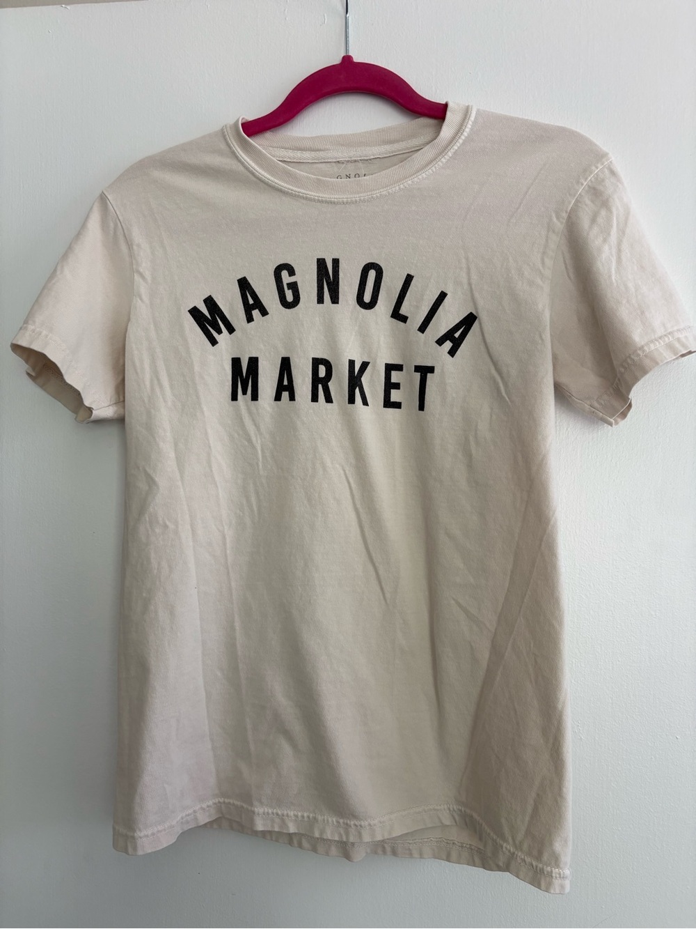 Magnolia Beige Tee with Black Print